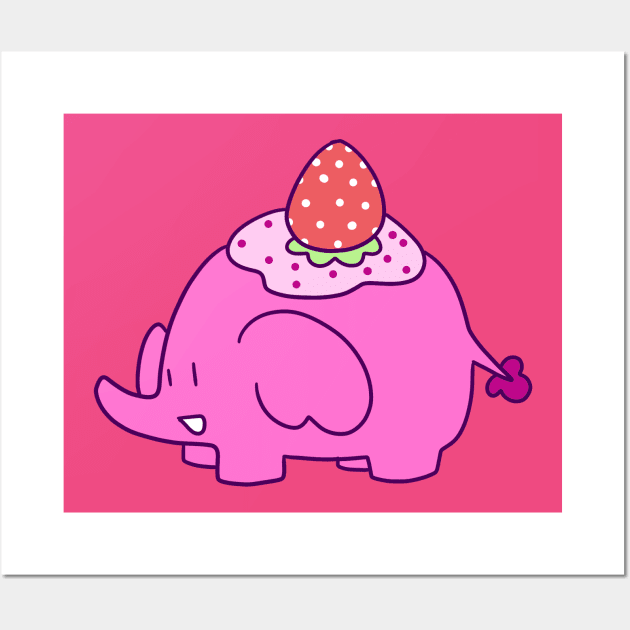 Strawberry Elephant Wall Art by saradaboru